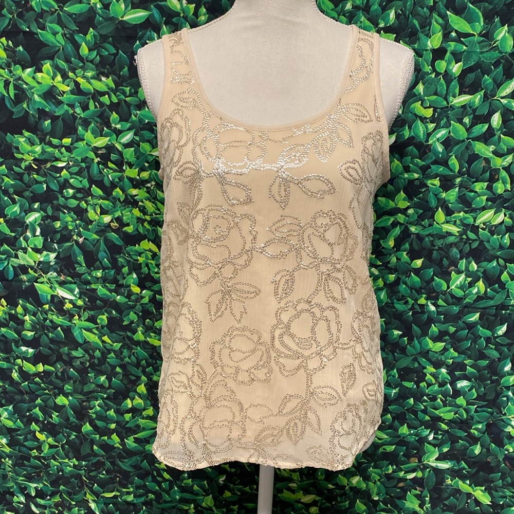 LC Lauren Conrad Sequin Floral Tank Top Size Small